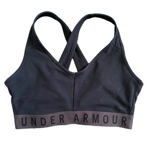 Under Armour Mid Cross Back Black Sports Bra Womens Medium